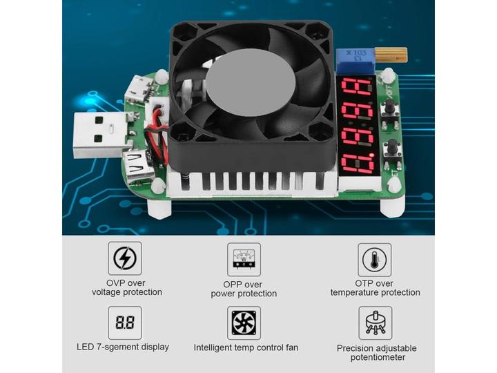 Produktbild PowerGuard LD35 USB Electronic Load Tester 35W DC 4–25V 0.25–5A