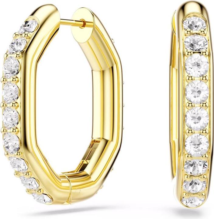 Actual product image Swarovski Dextera Kreolen Achteckform Rundschliff Weiss Goldlegierungsschicht (Swarovski Metal)