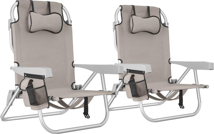 Image du produit tectake chaise de plage Coral, pliable avec fonction sac à dos