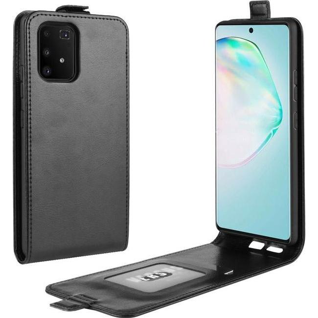 MU Classic Leder Flipcase Hülle (Samsung Galaxy S10 Lite), Smartphone Hülle, Schwarz