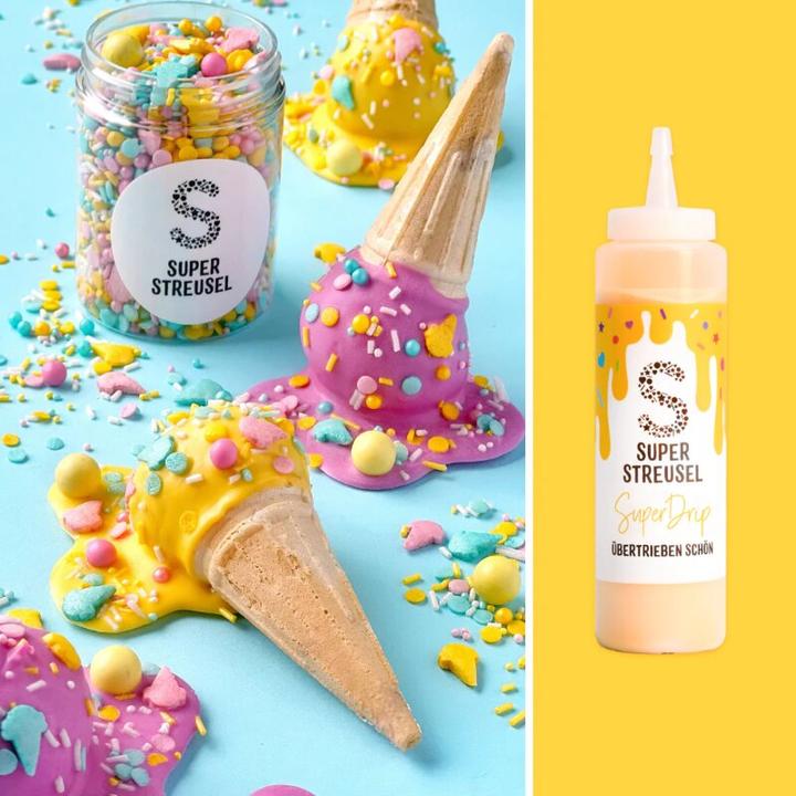 Actual product image Super Streusel Drip Cake Glasur Gelb