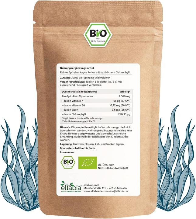 Immagine prodotto Eltabia Spirulina biologica in polvere | Qualità premium di cibo crudo (Polvere)