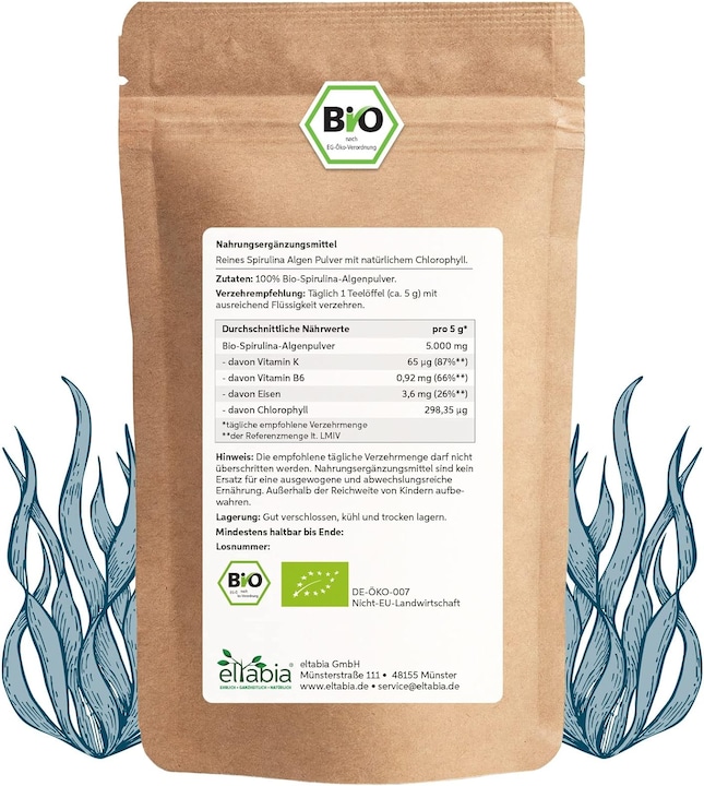 Image du produit Eltabia Poudre de spiruline bio | Qualité crudité premium (Poudre)
