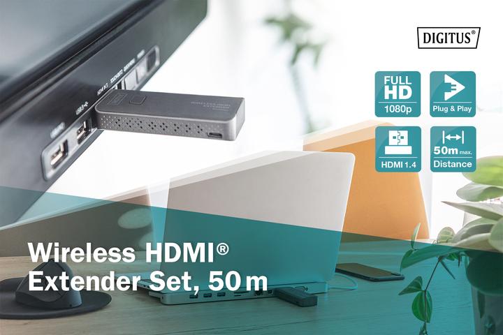 Productafbeelding Digitus Draadloze HDMI verlengerset, 50 m (50 m, HDMI 1.4a)