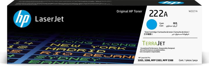 Actual product image HP 222A Cyan Original LaserJet Toner Cartridge, 1200 pages, Cyan, 1 pc(s)