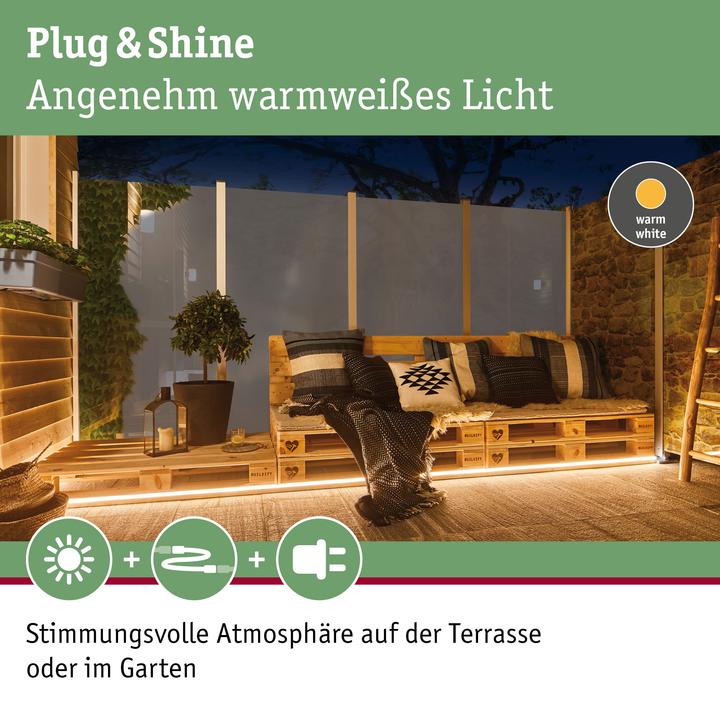 Image du produit Paulmann Bande LED Plug & Shine (Blanc chaud, 500 cm, Extérieur)