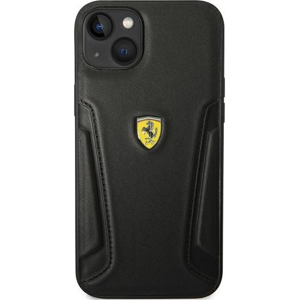 Ferrari FEHCP14SRBUK iPhone 14 6,1" czarny/black hardcase Leather Stamp Sides (Apple iPhone 14), Smartphone Hülle, Schwa...
