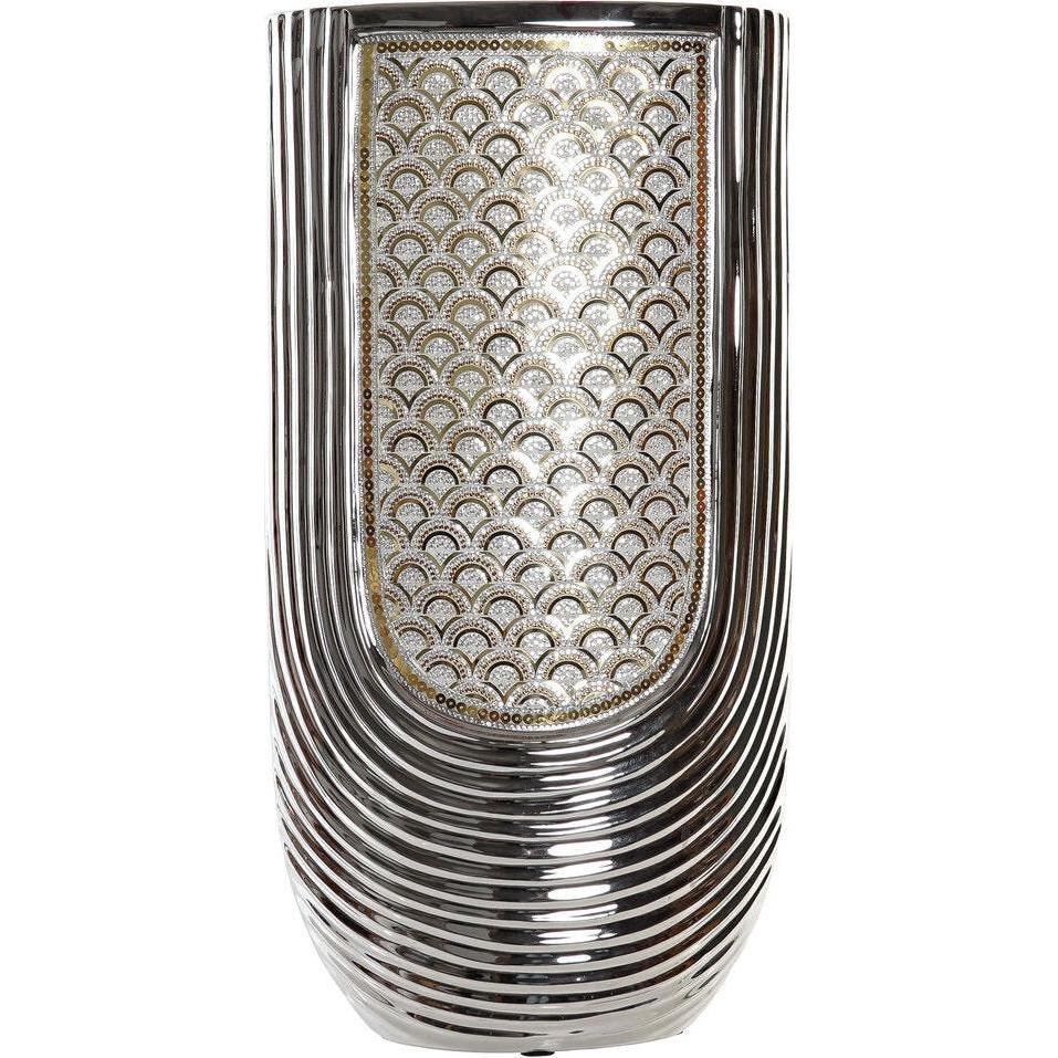 DKD Home Decor, Vaso, Vase Silver Golden Stoneware (24 x 13 x 47 cm)