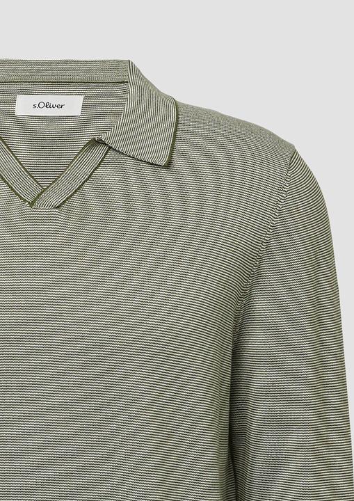 Produktbild s.Oliver Strickpullover Gestrickter Streifenpullover mit Polokragen und Rippbündchen (M)