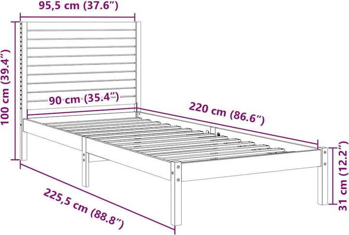 Actual product image vidaXL Bettrahmen (90 x 220 cm)