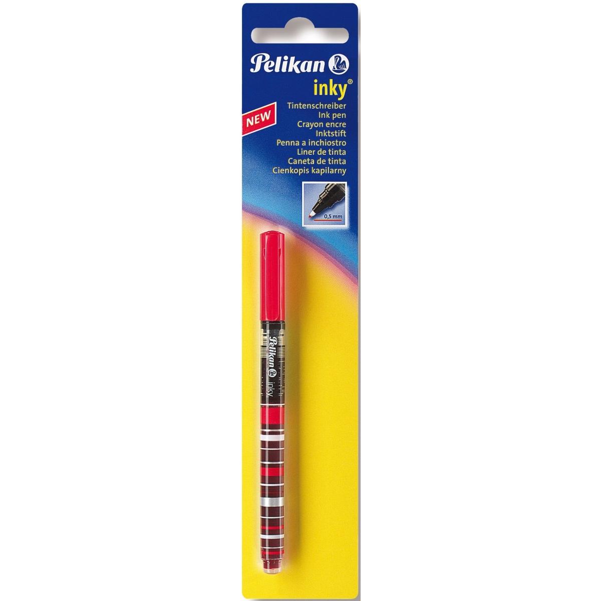 Pelikan, Schreibstifte, Tintenschreiber Inky 273 rot, Blisterverpackung sichtbarer Tintenstand, Strichstärke: 0,5 mm (Ro...
