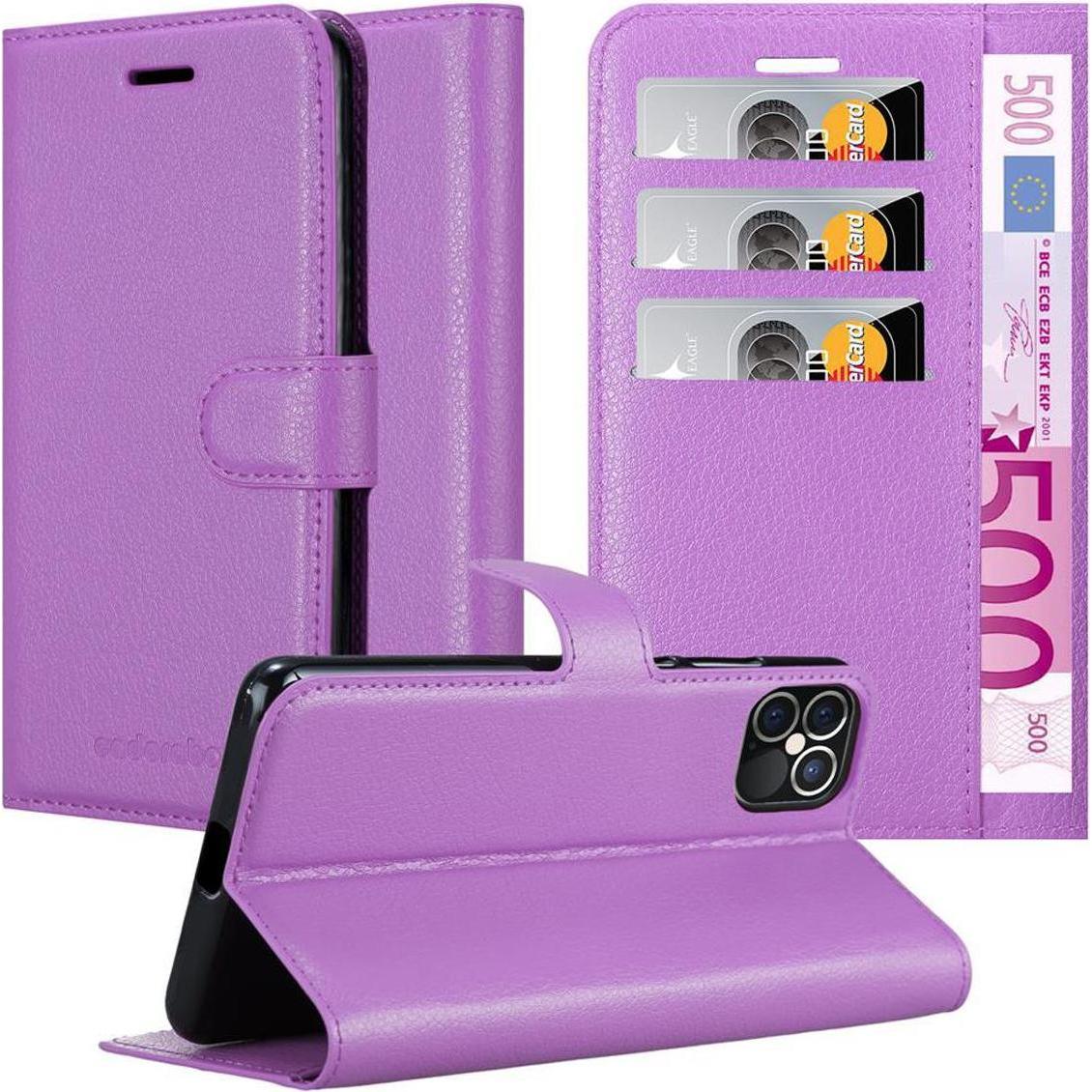 Cadorabo Book mit Standfunktion Cover (Apple iPhone 12), Smartphone Hülle, Violett