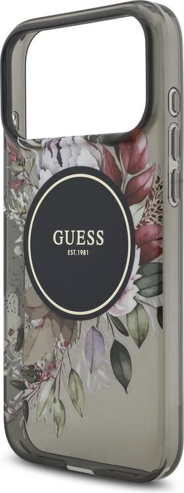 Produktbild Guess IML Flowers Strap MagSafe Case für Apple iPhone 17 Pro Max - black (Apple iPhone 17 Pro Max)