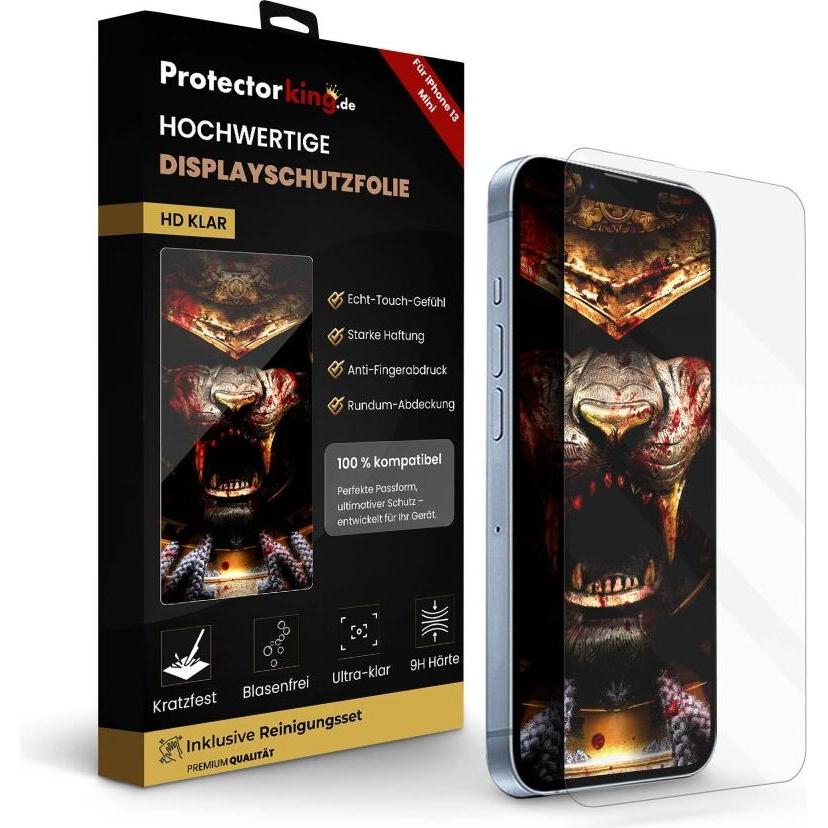 Protectorking 1x echtes Tempered 9H Panzerhartglas 3D KLAR (1 Stück, Apple iPhone 13 mini), Smartphone Schutzfolie, Tran...