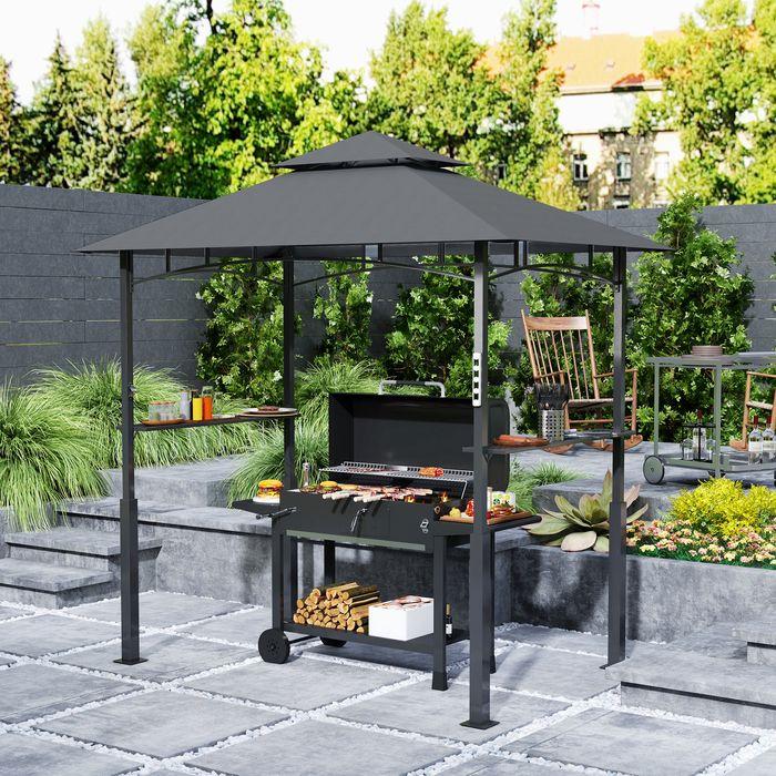 Immagine prodotto Swisshandel24 Grillpavillon mit LED 243x148x248 cm wasserdicht flammhemmend Grillzelt, Grau (243 cm, 148 cm)