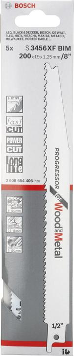 Produktbild Bosch Professional Zubehör Säbelsägeblatt S 3456 XF, Progressor for Wood and Metal, 5er-Pack