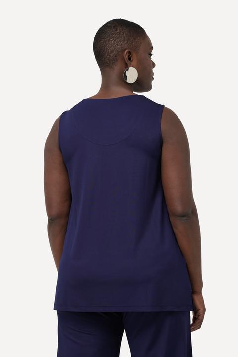 Image du produit Ulla Popken Haut sans manches, en jersey piqué. Décolleté rond et silhouette en A évasée. (46, 48)