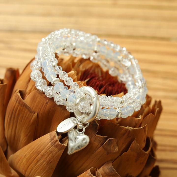 Actual product image Andreani Armband aus echtem Bergkristall mit Herzanhänger (8 cm, Rock Crystal)