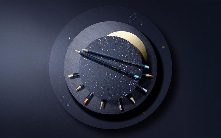 Actual product image Caran d'Ache Cosmic Blue colour set special edition (10x)