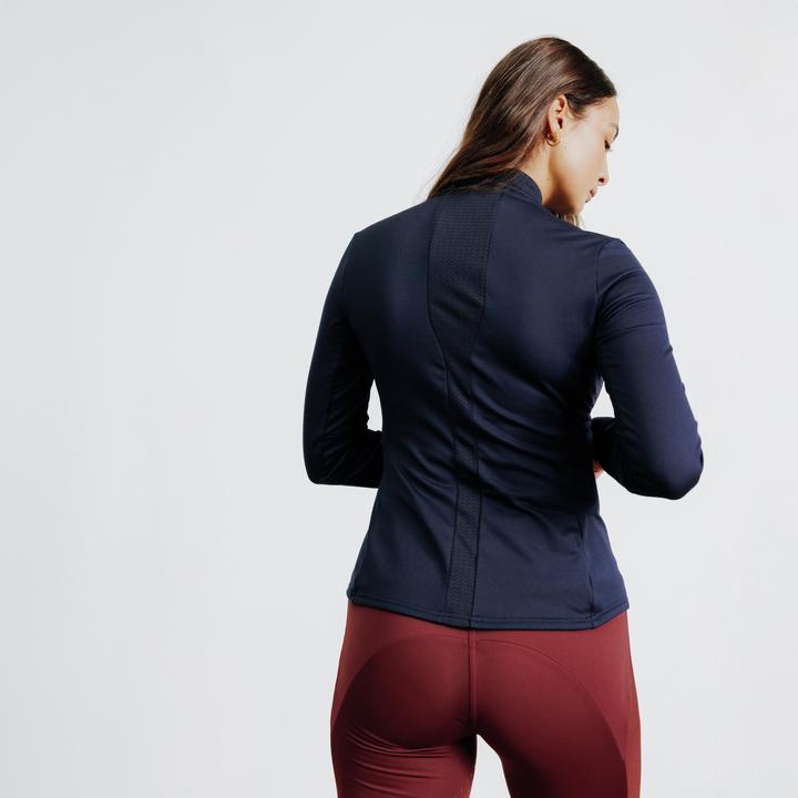 Produktbild Fouganza Reit-Poloshirt 500 langarm Damen blau (38)