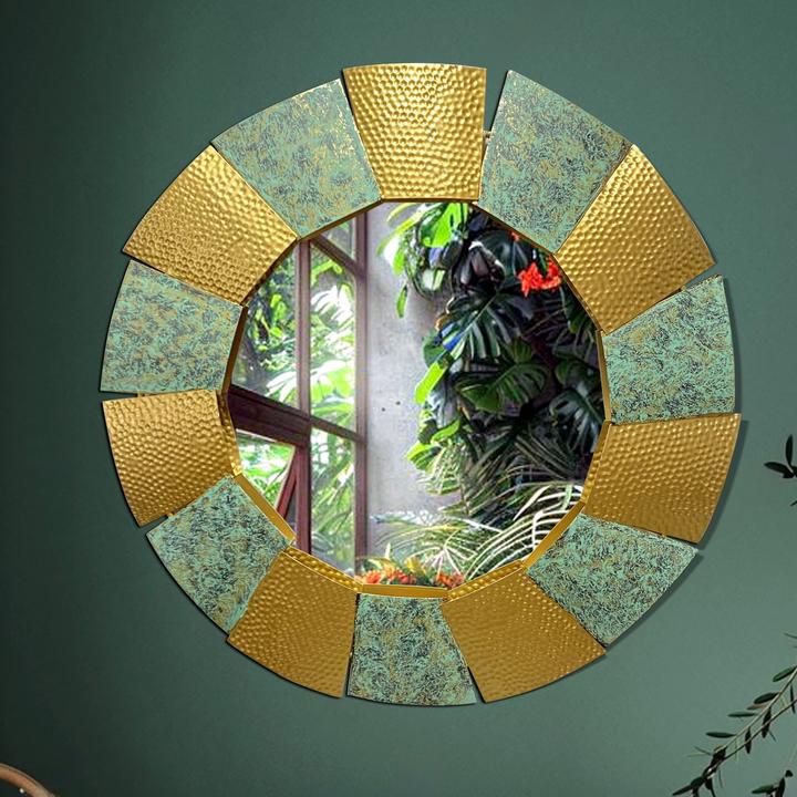 Actual product image FineBuy Wall mirror hallway mirror round metal 63 cm mirror hallway hanging mirror (63 x 63 cm)