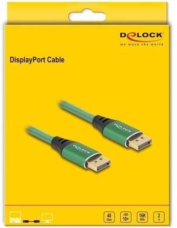 Immagine prodotto Delock Cavo DisplayPort 16K 60 Hz 2 m verde metallo (2 m, DisplayPort, 2.1)