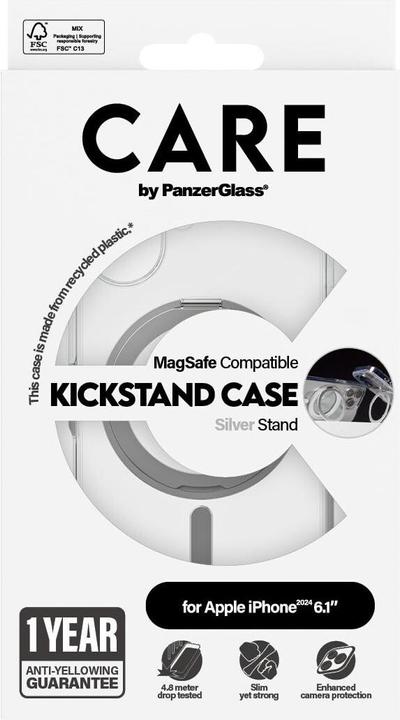Image du produit PanzerGlass CARE Kickstand & MagSafe iPhone '24 6.1" argent (Apple iPhone 16)