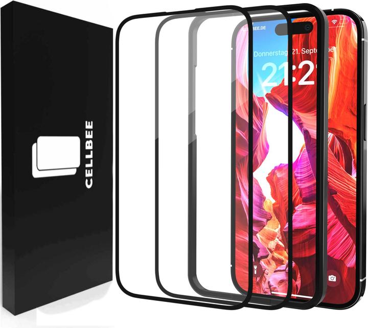 Produktbild CellBee Panzerglas für iPhone 15 Displayschutzfolie The Curved, inkl. Applikator (1 Stk., Apple iPhone 15)