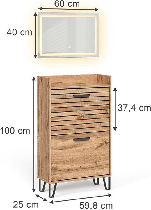 Actual product image Vicco Wardrobe Amber, Oak Wotan, 59.8 x 100 cm 2 parts