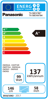 Label énergétique Panasonic Tx-58exw784 (58", LCD, 4K, 2017)