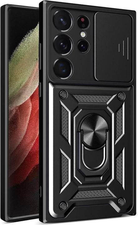 Produktbild Hurtel Hybrid Armor Camshield Hülle für Samsung Galaxy S23 Ultra Panzerhülle mit Kameraabdeckung schwarz (Samsung Galaxy S23 Ultra)