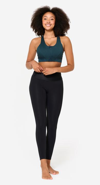 Image du produit Decathlon Brassière de sport côtelée zippée maintien modéré Femme, Turquoise (M)