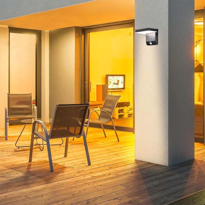 Produktbild V-TAC VT11020150B 20W LED Wandleuchte Sensor Schwarzer Körper Quadratisch 4000K IP65 (2580 lm, IP65)