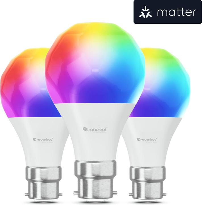 Nanoleaf Essentials Smart A60 Bulb B22 Matter 9W 806Lm RGBCW 2700-6500K, 3pcs pack (B22, 806 lm, 3x)