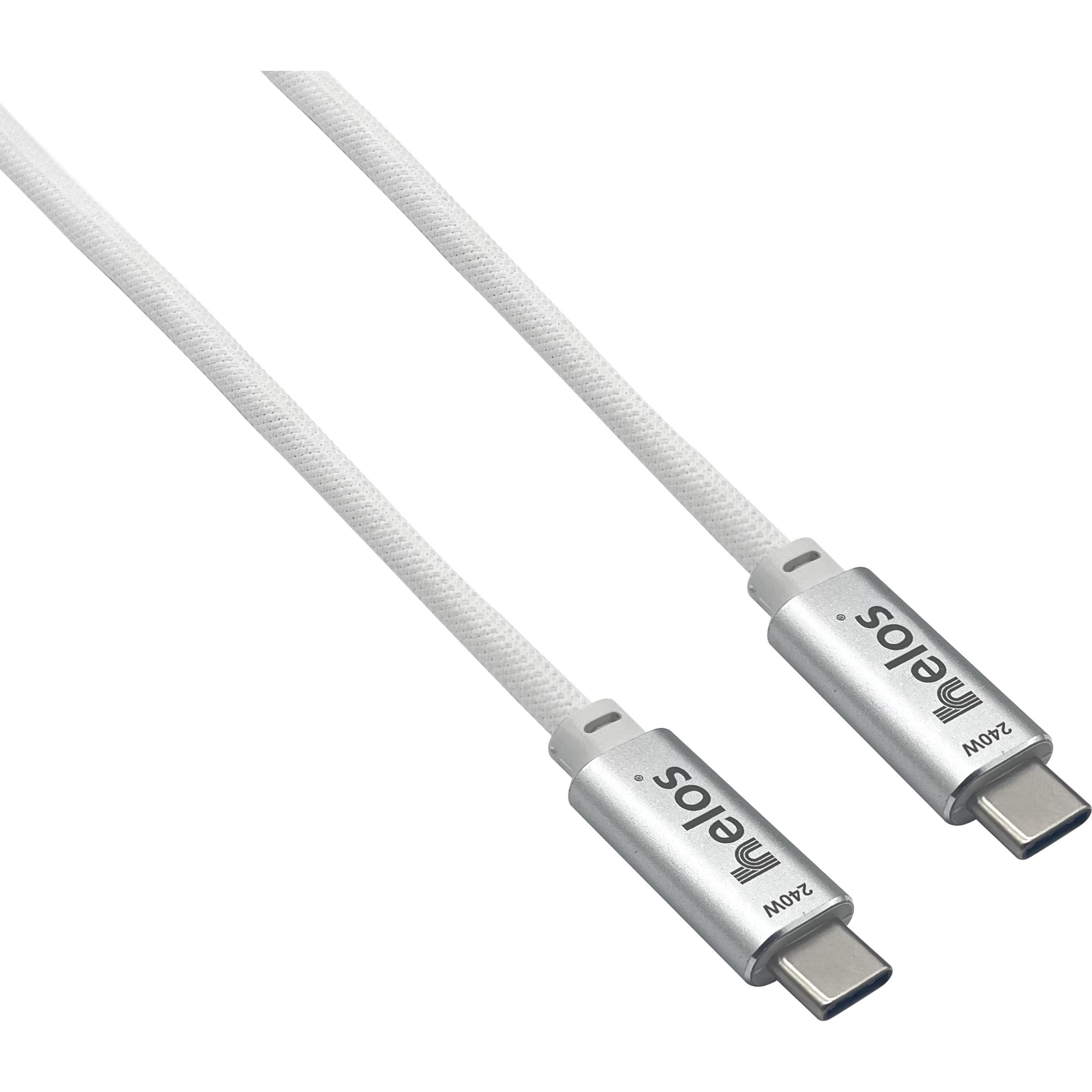 Helos Anschlusskabel, USB 4, 40 Gbps 240W,Type-C PREMIUM Stecker, 1,0m, grau (1 m, USB 4.0), USB Kabel
