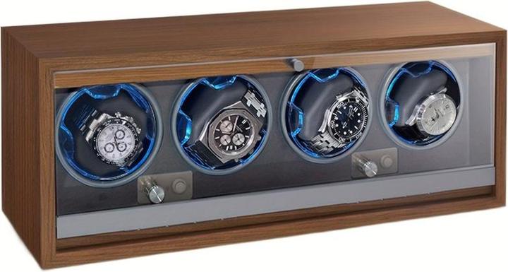 Cbx Uhrenbeweger für 4+6 Uhren, Watchwinder Krokodilmuster mit weissen Nähten (4x)