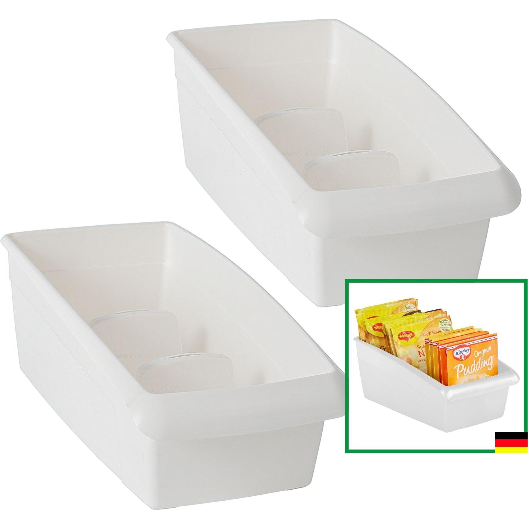 Thumbnail - Novaliv, Aufbewahrungsbox, Suppentütenbox gross 2er Set Schubladen Organizer Küche - 25 x 16 cm WEISS Gewürzaufbewahrung