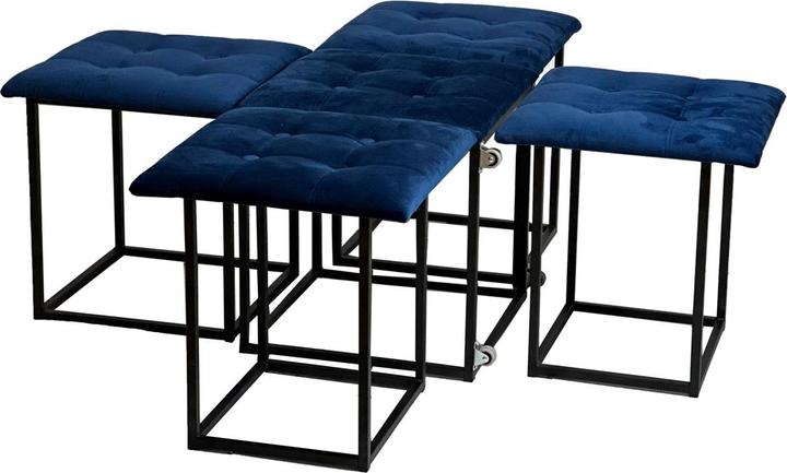 Produktbild Go Gift Puff-Transformator 5in1 - 5 Hocker in 1 Pouffe marineblau Samt