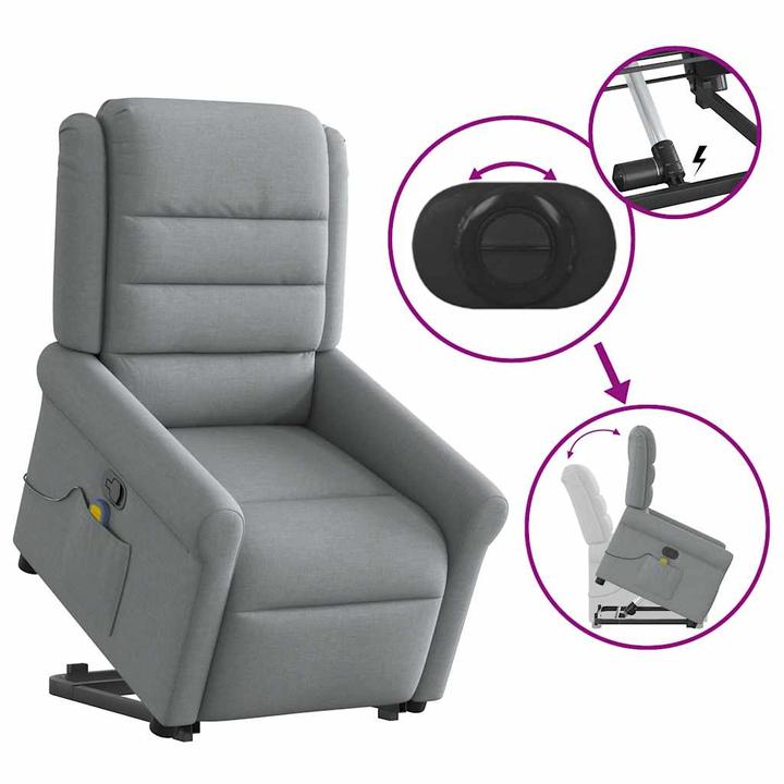 Actual product image VidaXL Massage chair with stand-up aid Light grey fabric