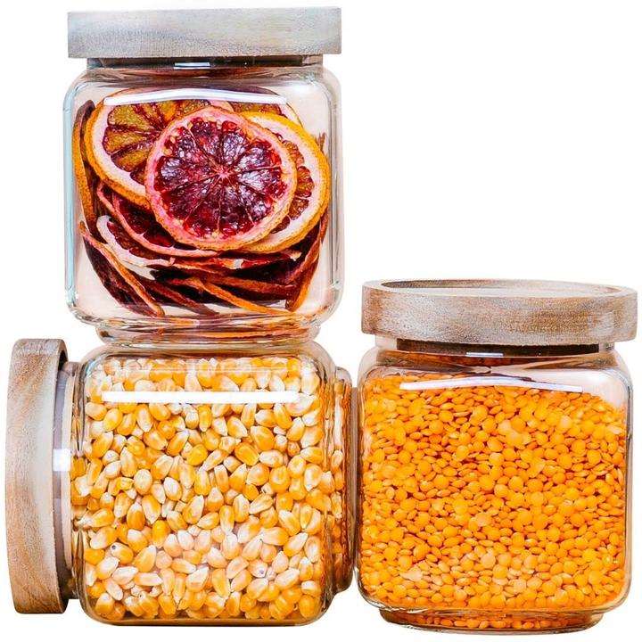 Actual product image Econovo Storage jar with lid square 600ml 3 pieces (0.60 l)