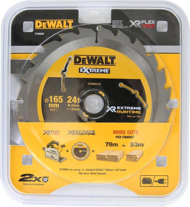 Produktbild DeWalt Kreissägeblatt Tauchkreissäge 165/20mm 24WZ/FZ