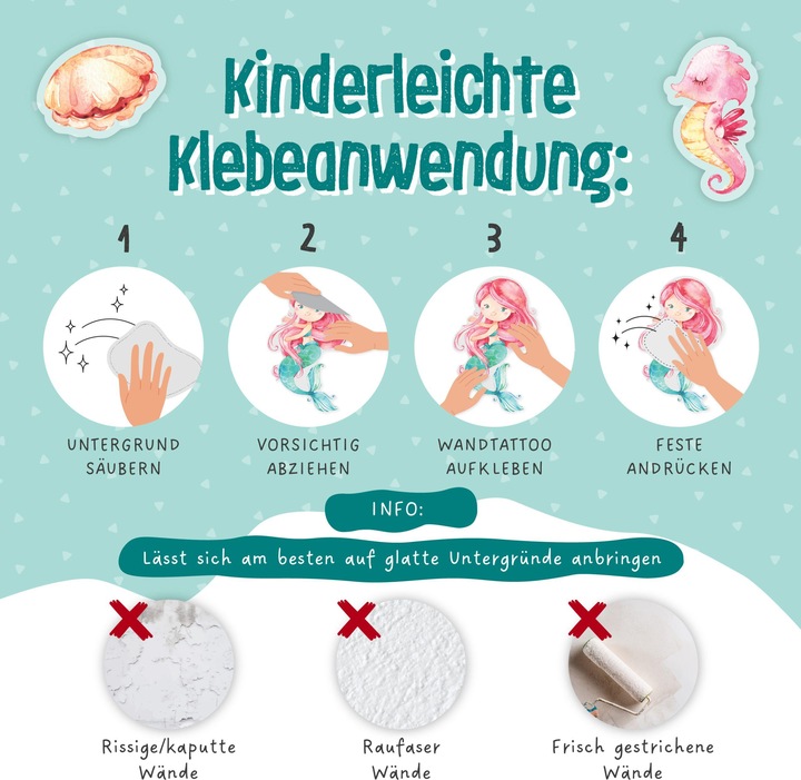 Image du produit Papierdrachen Autocollants muraux - sirène - set 1 (2 x 22 x 32 cm)