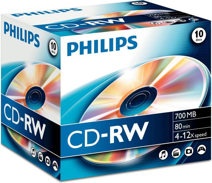 Actual product image Philips 1x10 CD-RW 80Min 700MB 4-12x JC (10 x)