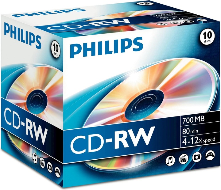 Actual product image Philips 1x10 CD-RW 80Min 700MB 4-12x JC (10 x)