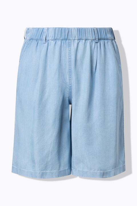 Image du produit Ulla Popken Bermuda en Lyocell aspect jean, jambe large et taille élastique (48)