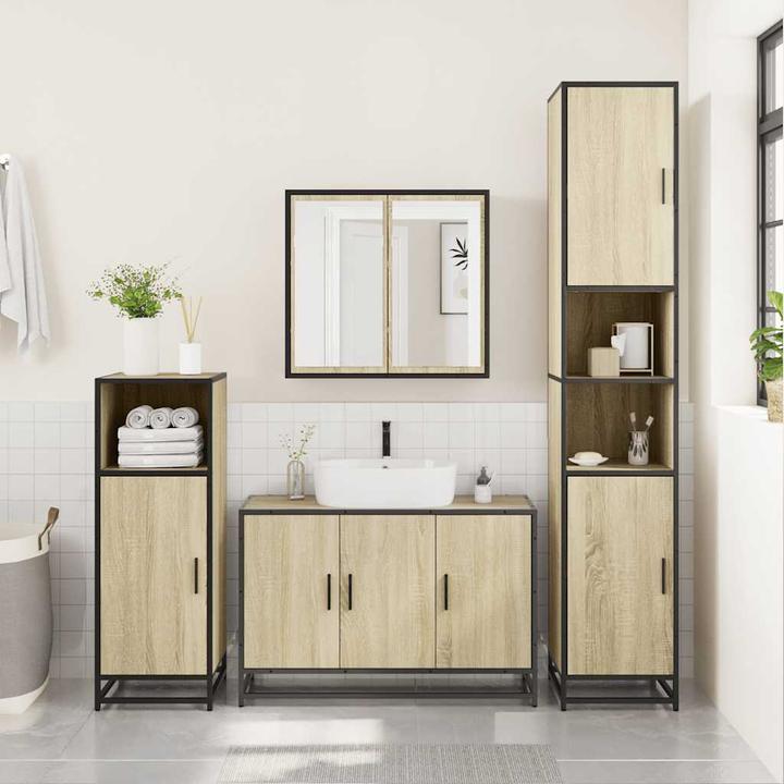 Produktbild VidaXL Waschbeckenunterschrank Sonoma-Eiche 90x33x60 cm Holzwerkstoff (90 x 33 x 60 cm)