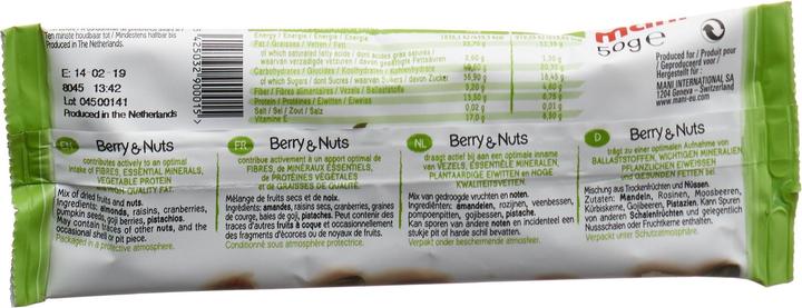 Nährwerte und Zutaten Mani Beeren-Nussmischung (50 g)