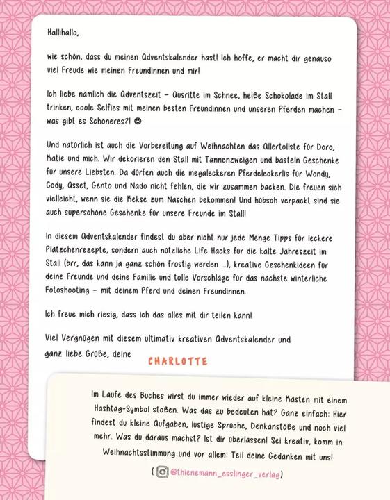 Nährwerte und Zutaten Charlottes Traumpferd: Mein ultimativ kreativer Adventskalender
