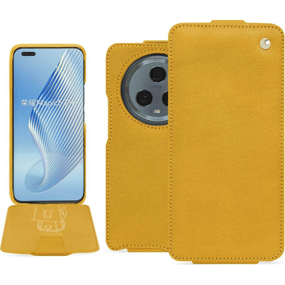 Noreve Lederschutzhülle vertikal (Honor Magic5 Pro), Smartphone Hülle, Orange