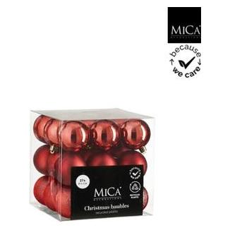 Edelman, Kerstboomdecoraties, Bal Onbreekbaar Rood 27 Stuks - D6Cm (27 x)